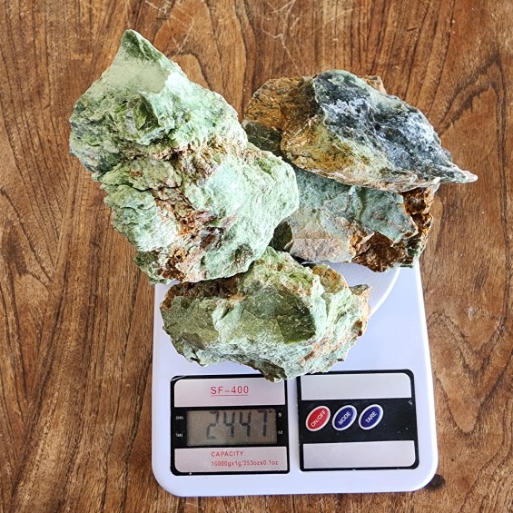 5.39 lbs Untreated Chrysoprase Rough for Cabbing, Lapidary Rough, Raw Green Gemstone 