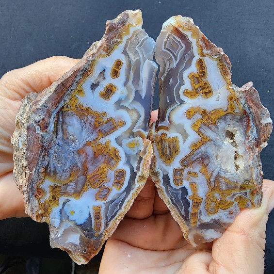 Banded Agate Pair, 玛瑙, Fortification Agate Slabs, めのう, Akaatti, 마노, Агат