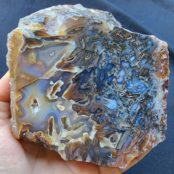 2.5 lbs (1.15 kg) Blue Agate Slab 石英岩, Raw Agate, Agate Rough Lapidary Materials