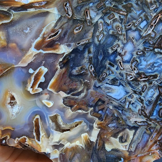 2.5 lbs (1.15 kg) Blue Agate Slab 石英岩, Raw Agate, Agate Rough Lapidary Materials