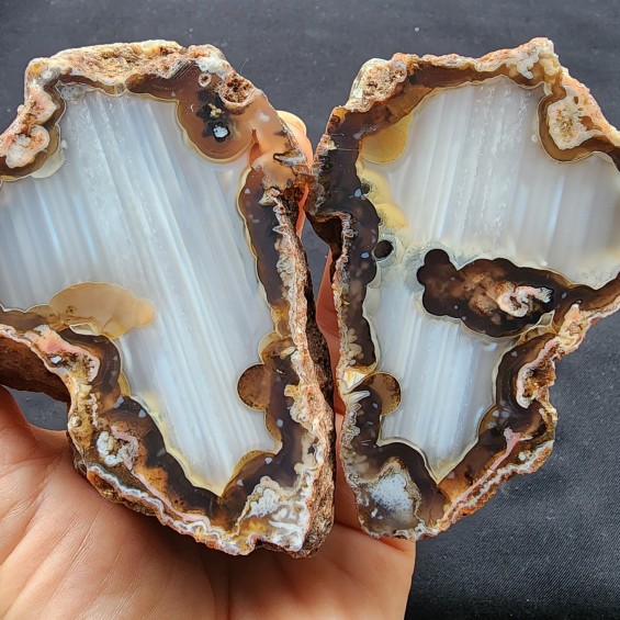 Waterline Agate Pair, Viewing Stone, Quartz Agate, Healing Crystal